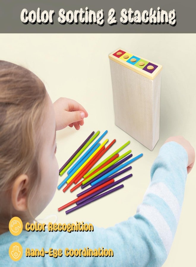 twivah 4-in-1 Board Game for Kids, Wooden Sorting & Stacking|Pick-up Sticks|Counting|Ball Drop Tower, Family Games for Kid and Adult, Montessori STEM Learning Toy for 3 4 5 6 7 8 Year Old Boy Girl - Image 2